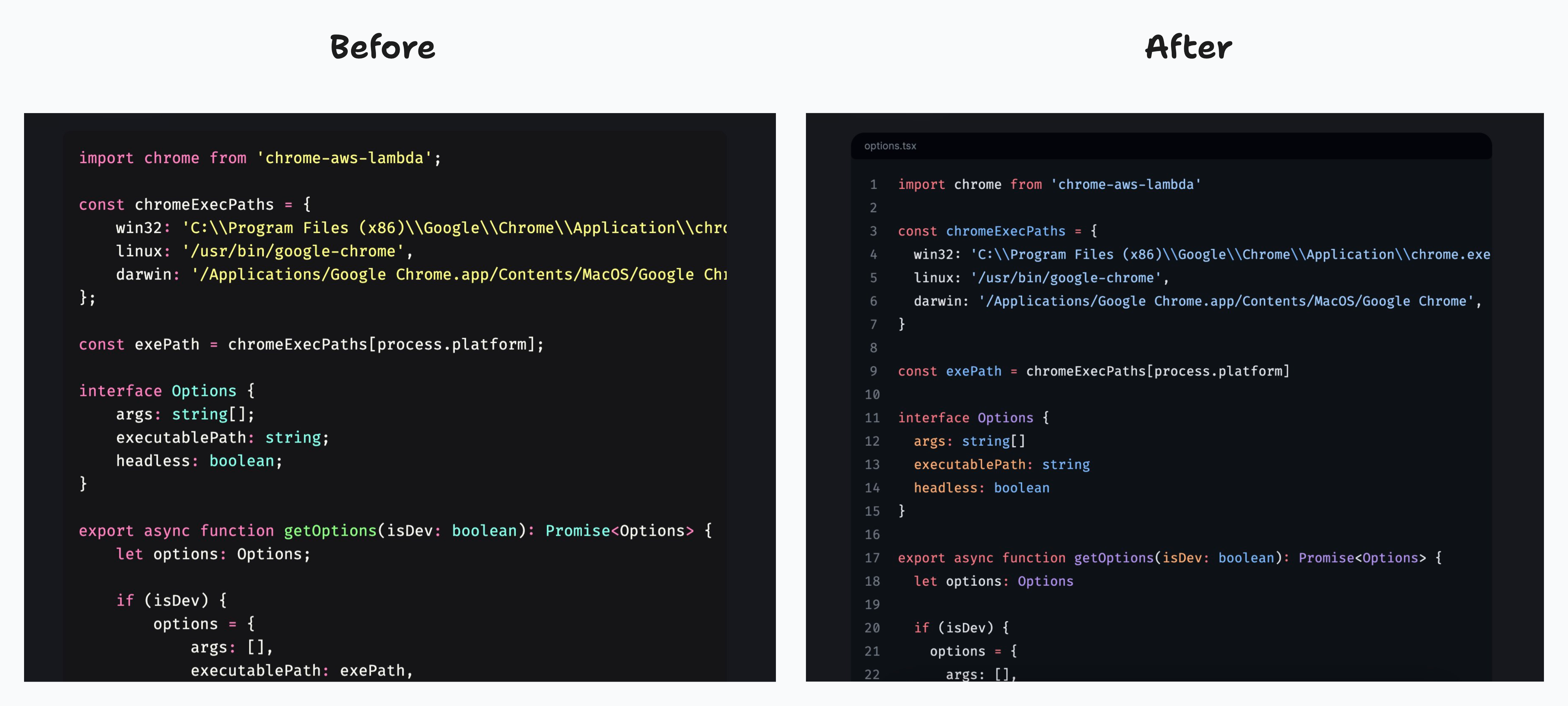 Code block comparison